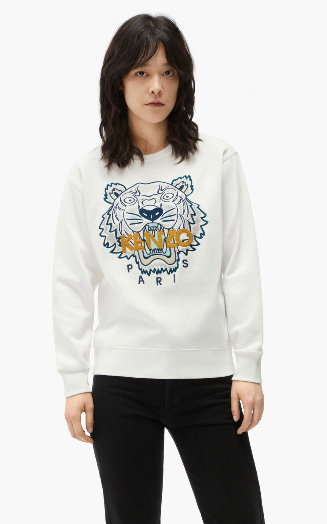 Kenzo Tiger Sweatshirt Bayan Beyaz | 6014-NXOBS